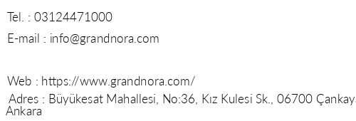 Grand Nora Hotel telefon numaralar, faks, e-mail, posta adresi ve iletiim bilgileri
